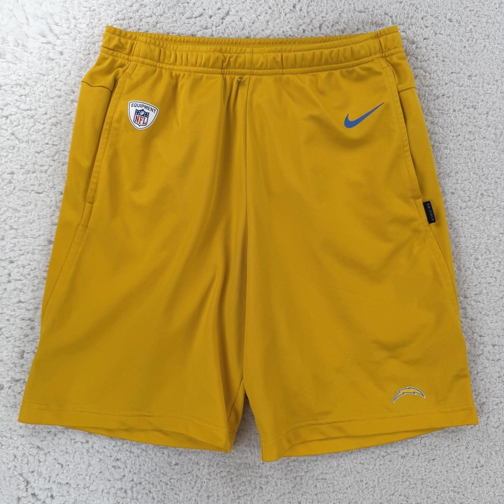 Los Angeles Chargers Shorts Mens Small Yellow NFL Football Nike Dri Fit Training